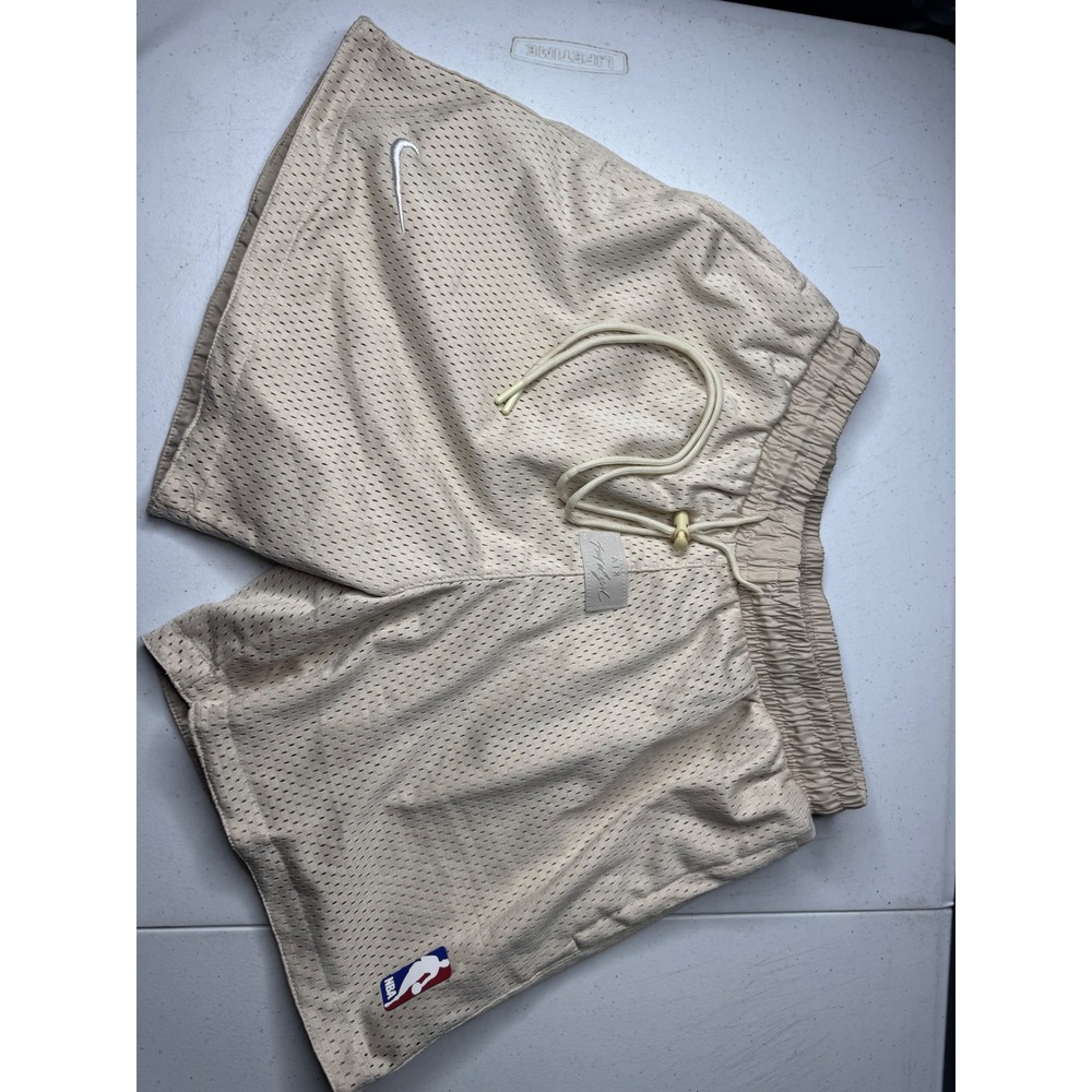 Nike Fear of God NBA Basketball Shorts Oatmeal Beige Mesh AR0630-234 Mens Large